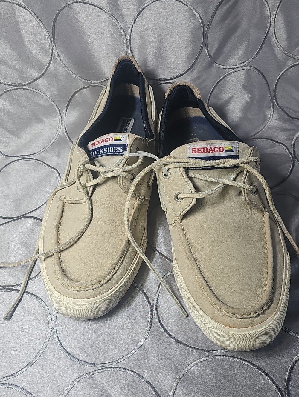 Sebago Dock Slides Suede Leather Cream/Tan Dockside Moccasins Yacht Shoes D29
